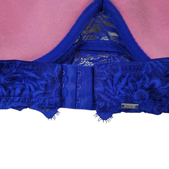 Victoria's Secret PINK Lace Bralette Bra Blue Large C Lightly Lined Underwire - Picture 6 of 12